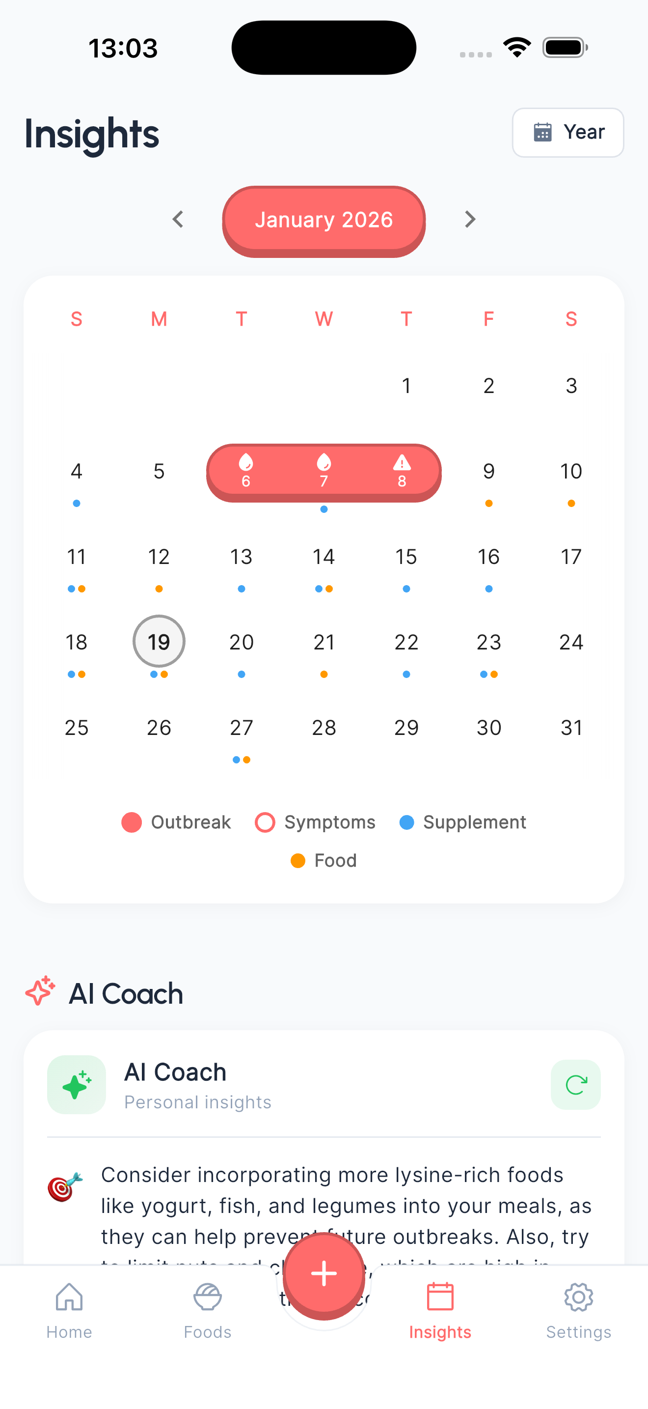 Insights calendar